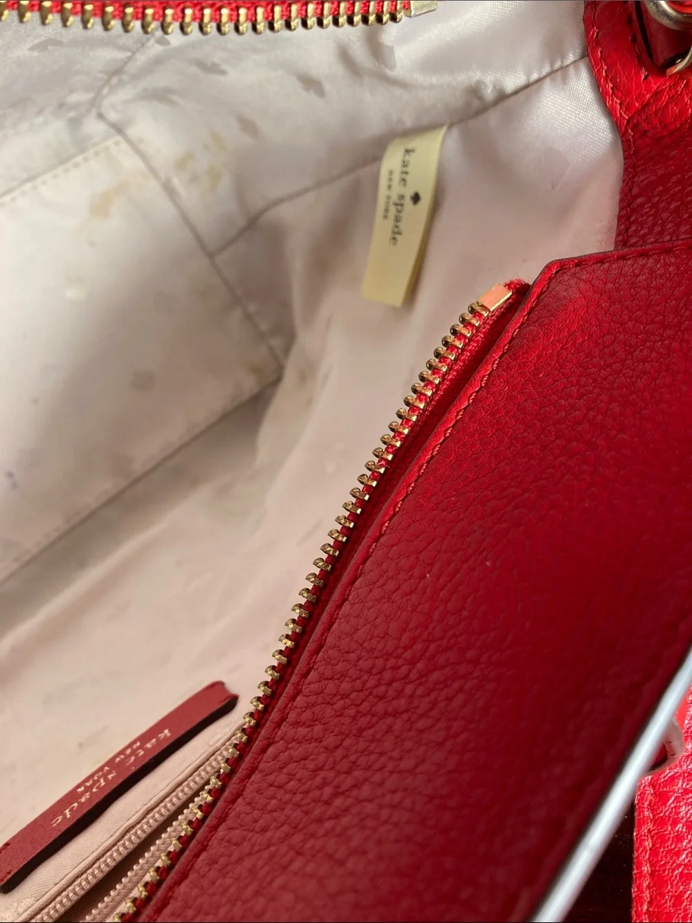 Kate Spade New York hot chili red pebbled leather satchel  and wallet set